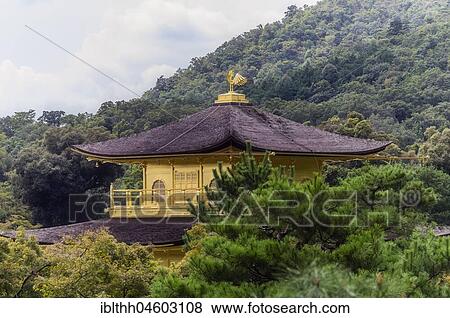 Stock Photo - Kinkaku-ji, Temple of the Golden Pavilion, also Rokuon-ji, Zen Buddhist temple, Kyoto, Japan, Asia. Fotosearch