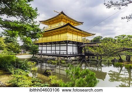 Stock Photograph - Kinkaku-ji, Temple of the Golden Pavilion, also Rokuon-ji, Zen Buddhist temple, Kyoto, Japan, Asia. Fotosearch