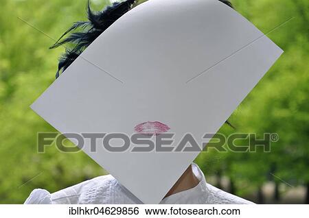 Stock Photograph - Kiss on a sheet of paper, Germany, Europe. Fotosearch