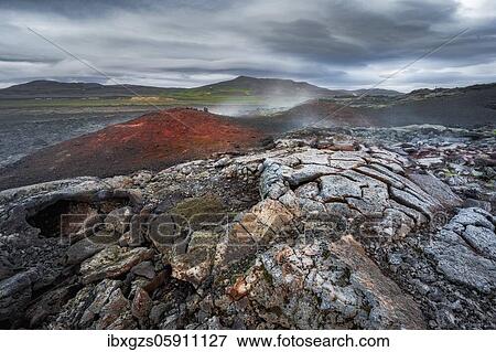 Stock Photo - Krafla lava field, Skútustaðir, Norðurland eystra, Iceland, Europe. Fotosearch