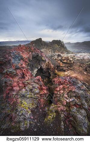 Stock Photo - Krafla lava field, Skútustaðir, Norðurland eystra, Iceland, Europe. Fotosearch