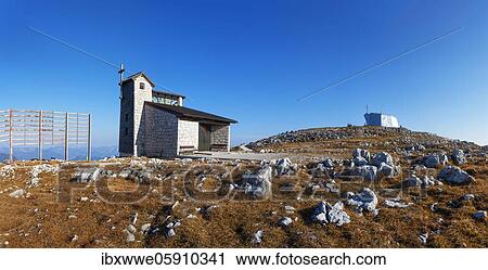 Krippenstein Chapel with World Heritage spiral, Dachstein massif, Krippenstein, Obertraun, Salzkammergut, Upper Austria, Austria, Europe View Large Photo Image Stock Image - Krippenstein Chapel with World Heritage spiral, Dachstein massif, Krippenstein, Obertraun, Salzkammergut, Upper Austria, Austria, Europe. Fotosearch