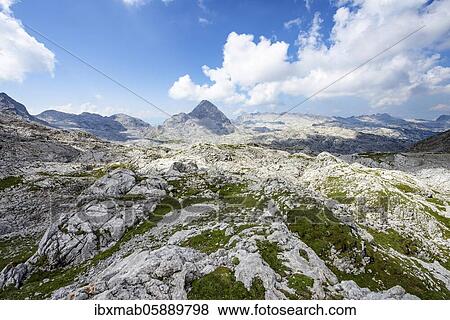 Stock Photo - Landscape of washed-out karst rocks, Funtenseetauern, Steinernes Meer, Berchtesgaden National Park, Berchtesgadener Land, Upper Bavaria, Bavaria, Germany, Europe. Fotosearch