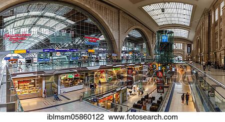 Leipzig Central Station Central Station Deutsche Bahn DB Halle Shops Panorama, Leipzig, Germany, Europe View Large Photo Image Stock Image - Leipzig Central Station Central Station Deutsche Bahn DB Halle Shops Panorama, Leipzig, Germany, Europe. Fotosearch