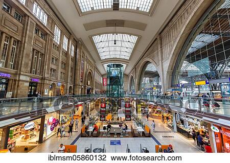 Leipzig Central Station Central Station Deutsche Bahn DB Halle Shops, Leipzig, Germany, Europe View Large Photo Image Stock Image - Leipzig Central Station Central Station Deutsche Bahn DB Halle Shops, Leipzig, Germany, Europe. Fotosearch
