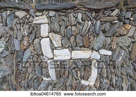 Stock Photography - Llama figure in an old stone wall, partly excavated ruined city of the Inca, Choquequirao, Peru, South America. Fotosearch