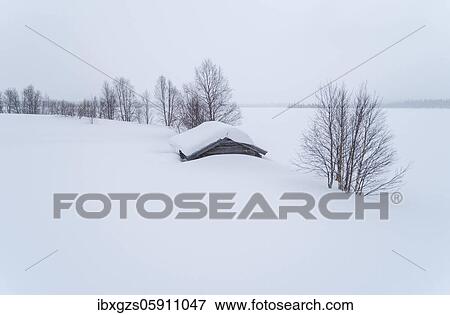 Lonely wooden house in wide landscape in snow in winter with bare trees, Muonio, Lapland, Finland, Europe View Large Photo Image Stock Photo - Lonely wooden house in wide landscape in snow in winter with bare trees, Muonio, Lapland, Finland, Europe. Fotosearch