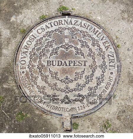 Stock Image - Manhole cover, Budapest, Hungary, Europe. Fotosearch
