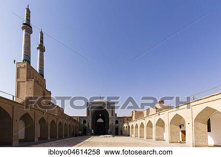 Stock Photo - Masjed-e Jameh, or Jameh Mosque, Yazd, Iran, Asia. Fotosearch