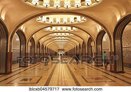 Stock Photo - Metro station Mayakowskaya, Moscow, Russia, Europe. Fotosearch