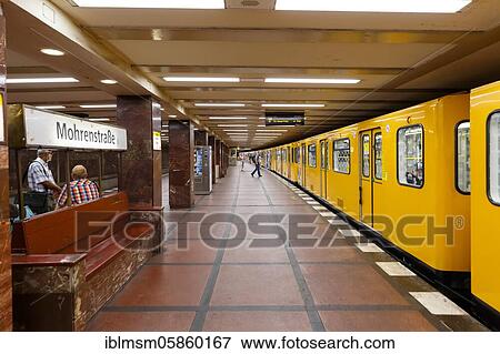 Stock Photo - Mohrenstraße Berlin Zug subway Metro subway station tunnel station subway station, Berlin, Germany, Europe. Fotosearch