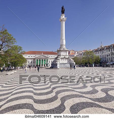 Monument Dom Pedro IV, Rossio Square, Lisbon, Portugal, Europe View Large Photo Image Stock Image - Monument Dom Pedro IV, Rossio Square, Lisbon, Portugal, Europe. Fotosearch