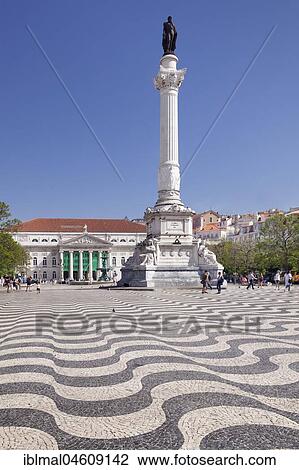 Monument Dom Pedro IV, Rossio Square, Lisbon, Portugal, Europe View Large Photo Image Stock Image - Monument Dom Pedro IV, Rossio Square, Lisbon, Portugal, Europe. Fotosearch