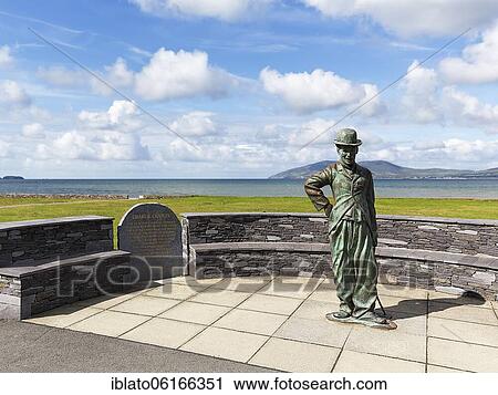 Monument to Charlie Chaplin with bronze statue and plaque, Sculptor Alan Ryan Hall, Waterville, Ring of Kerry, Wild Atlantic Way, Ireland, Europe View Large Photo Image Stock Image - Monument to Charlie Chaplin with bronze statue and plaque, Sculptor Alan Ryan Hall, Waterville, Ring of Kerry, Wild Atlantic Way, Ireland, Europe. Fotosearch