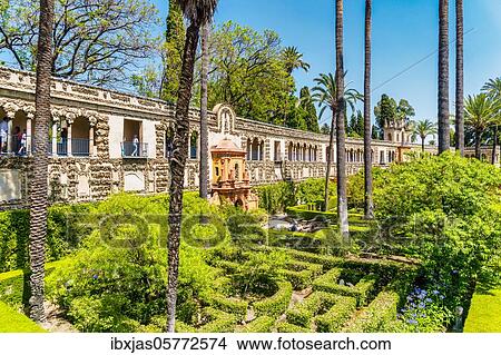 Moorish architecture of beautiful castle called Real Alcazar in Seville, Andalusia, Spain, Europe View Large Photo Image Picture - Moorish architecture of beautiful castle called Real Alcazar in Seville, Andalusia, Spain, Europe. Fotosearch