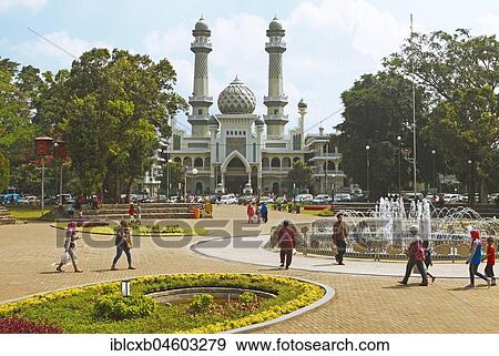 Stock Photo - Mosque Mesjid Jami at Alun-Alun Square, Malang, Java, Indonesia, Asia. Fotosearch