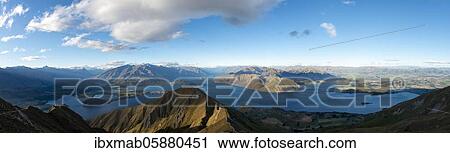 Mountain and lake views from Mount Roy, Roys Peak, Panorama, Lake Wanaka, Southern Alps, Otago, South Island, New Zealand, Oceania View Large Photo Image Stock Image - Mountain and lake views from Mount Roy, Roys Peak, Panorama, Lake Wanaka, Southern Alps, Otago, South Island, New Zealand, Oceania. Fotosearch