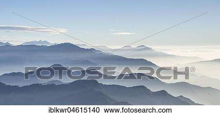 Stock Image - Mountain ranges in the Hehuanshan Mountains, Nantou, Taiwan, China, Asia. Fotosearch