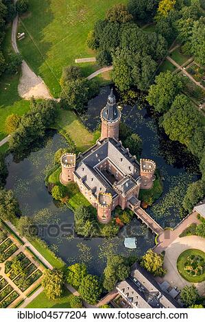 Moyland Castle Museum, moated castle, neo-gothic building, castle park, Bedburg-Hau, Lower Rhine, North Rhine-Westphalia, Germany, Europe View Large Photo Image Picture - Moyland Castle Museum, moated castle, neo-gothic building, castle park, Bedburg-Hau, Lower Rhine, North Rhine-Westphalia, Germany, Europe. Fotosearch