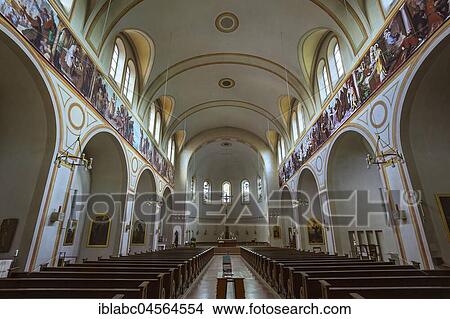 Nave, St. Anthony's Church, St. Anton, Munich, Bavaria, Germany, Europe View Large Photo Image Picture - Nave, St. Anthony's Church, St. Anton, Munich, Bavaria, Germany, Europe. Fotosearch