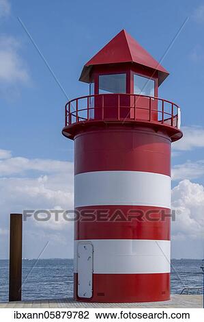 Stock Image - New lighthouse, pier, wyk on Föhr, Föhr, North Frisia, Schleswig-Holstein, Germany, Europe. Fotosearch