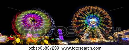 Night shot, dynamic lights, rides, Giegelberg amusement park, Biberach, Baden-Württemberg, Germany, Europe View Large Photo Image Stock Photo - Night shot, dynamic lights, rides, Giegelberg amusement park, Biberach, Baden-Württemberg, Germany, Europe. Fotosearch