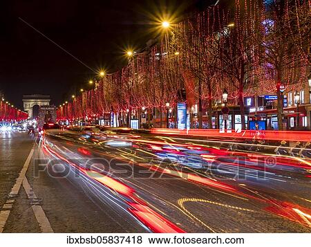 Night shot of the Christmas illumination of the Avenue des Champs-Élysées, Paris, France, Europe View Large Photo Image Stock Photo - Night shot of the Christmas illumination of the Avenue des Champs-Élysées, Paris, France, Europe. Fotosearch