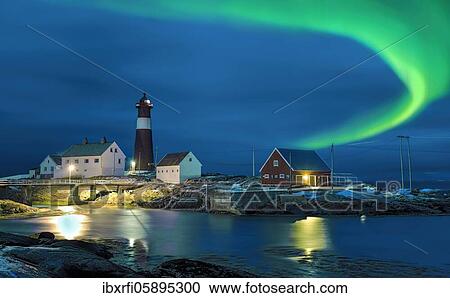 Northern lights Hamaroy lighthouse in Norway View Large Photo Image Stock Image - Northern lights Hamaroy lighthouse in Norway. Fotosearch