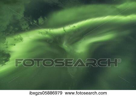 Stock Photo - Northern lights in front of a starry sky, Digermulen, Nordland, Lofoten, Norway, Europe. Fotosearch