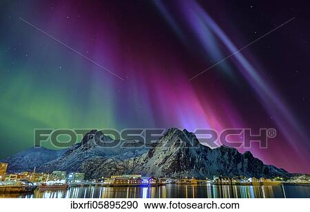 Northern lights in Svolvaer Lofoten Norway View Large Photo Image Stock Image - Northern lights in Svolvaer Lofoten Norway. Fotosearch