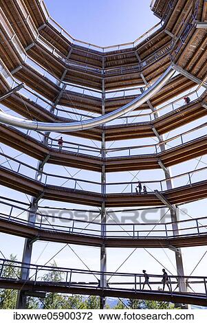 Observation tower at the tree top path Salzkammergut am Grünberg, Gmunden, Salzkammergut, Upper Austria, Austria, Europe View Large Photo Image Stock Image - Observation tower at the tree top path Salzkammergut am Grünberg, Gmunden, Salzkammergut, Upper Austria, Austria, Europe. Fotosearch