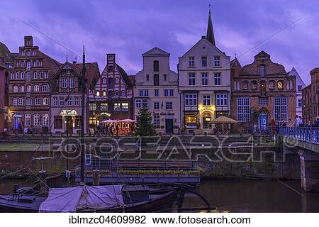 Old gabled houses Am Stint, front with the Ilmenau Sltwerals replica, Lüneburg, Lower Saxony, Germany, Europe View Large Photo Image Stock Image - Old gabled houses Am Stint, front with the Ilmenau Sltwerals replica, Lüneburg, Lower Saxony, Germany, Europe. Fotosearch