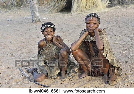 Stock Image - Old San women, Bushman tribe, Kalahari, Namibia, Africa. Fotosearch