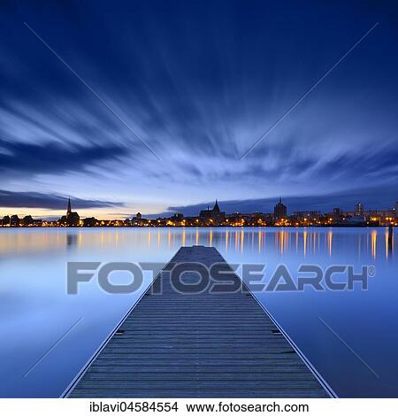Old town and city harbour on the river Warnow, jetty, dawn, Rostock, Mecklenburg-Western Pomerania, Germany, Europe View Large Photo Image Picture - Old town and city harbour on the river Warnow, jetty, dawn, Rostock, Mecklenburg-Western Pomerania, Germany, Europe. Fotosearch