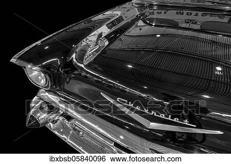 Oldtimer detail, Chevrolet Bel Air 1957, in black and white View Large Photo Image Stock Photograph - Oldtimer detail, Chevrolet Bel Air 1957, in black and white. Fotosearch
