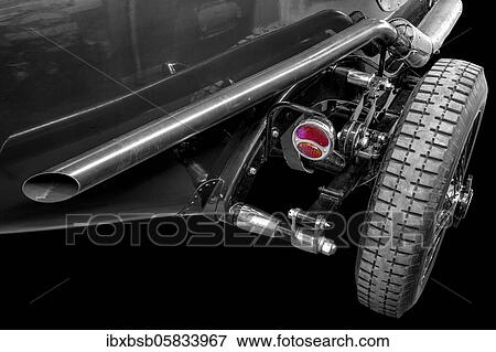 Oldtimer detail, in black and white, with red brake light View Large Photo Image Stock Photo - Oldtimer detail, in black and white, with red brake light. Fotosearch