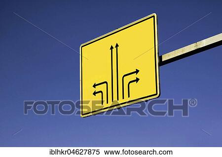 Stock Photography - Orientation, disorientation, direction, useless traffic sign, Germany, Europe. Fotosearch