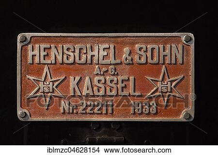 Original manufacturer's plate from 1933 on the best-selling single-unit express train locomotive, 03 131 die kleine 01, Deutsches Dampflokomotiv Museum, Neuenmarkt, Bavaria, Germany, Europe *** IMPORTANT: When publishing name Deutsches... View Large Photo Image Picture - Original manufacturer's plate from 1933 on the best-selling single-unit express train locomotive, 03 131 die kleine 01, Deutsches Dampflokomotiv Museum, Neuenmarkt, Bavaria, Germany, Europe *** IMPORTANT: When publishing name Deutsches.... Fotosearch