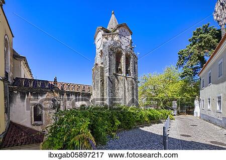 Stock Photo - Our Lady of the Populace Church or Igreja de Nossa Senhora do Populo, Clock tower, Caldas da Rainha, Estremadura, Portugal, Europe. Fotosearch