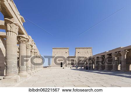 Stock Photo - Outer temple court, Philae temple, Aswan, Egypt, Africa. Fotosearch