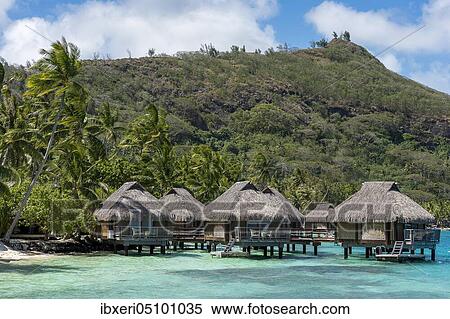 Overwater bungalows in the lagoon, Maitai hotel complex, Bora Bora, French Polynesia, Oceania View Large Photo Image Stock Photography - Overwater bungalows in the lagoon, Maitai hotel complex, Bora Bora, French Polynesia, Oceania. Fotosearch