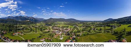 Panorama, Fischbachau, Leitzachtal, Mangfall mountains, drone picture, Upper Bavaria, Bavaria, Germany, Europe View Large Photo Image Stock Photo - Panorama, Fischbachau, Leitzachtal, Mangfall mountains, drone picture, Upper Bavaria, Bavaria, Germany, Europe. Fotosearch