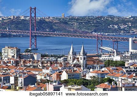 Panorama over Lisbon and 25th April Bridge, Lisbon, Portugal, Europe View Large Photo Image Stock Image - Panorama over Lisbon and 25th April Bridge, Lisbon, Portugal, Europe. Fotosearch