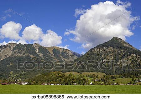 Panoramic view from the Loretto Meadows to the mountains near Oberstdorf, Rubihorn 1937m, Gaisalphorn 1953m, Nebelhorn 2224m and Schattenberg 1721m, Allgäu Alps, Allgäu, Bavaria, Germany, Europe View Large Photo Image Stock Photography - Panoramic view from the Loretto Meadows to the mountains near Oberstdorf, Rubihorn 1937m, Gaisalphorn 1953m, Nebelhorn 2224m and Schattenberg 1721m, Allgäu Alps, Allgäu, Bavaria, Germany, Europe. Fotosearch