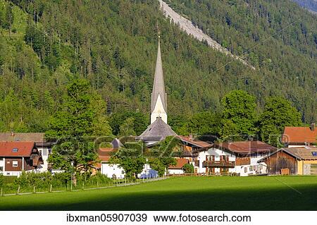 Stock Photo - Parish Church of St. Margareth, Bayrischzell, Upper Bavaria, Bavaria, Germany, Europe. Fotosearch