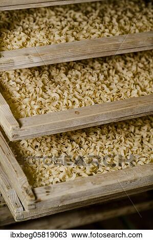 Stock Image - Pasta factory, drying of the pasta. Fotosearch