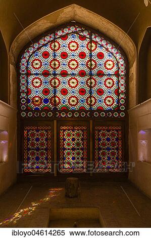 Stock Photography - Pavilion inside the Bagh-e Dolat Abad or Dolat Abad Garden, with the highest Wind Tower of Iran at 33 meters, Yazd, Iran, Asia. Fotosearch
