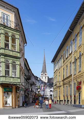 Pedestrian zone with parish church Sankt Nikolaus, Bad Ischl, Salzkammergut, Upper Austria, Austria, Europe View Large Photo Image Stock Image - Pedestrian zone with parish church Sankt Nikolaus, Bad Ischl, Salzkammergut, Upper Austria, Austria, Europe. Fotosearch