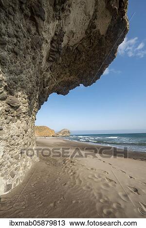 Petrified lava tongues and rocky coast at the beach Playa del Monsul, Nature Reserve Cabo de Gata-Nijar, Almeria, Andalusia, Spain, Europe View Large Photo Image Stock Image - Petrified lava tongues and rocky coast at the beach Playa del Monsul, Nature Reserve Cabo de Gata-Nijar, Almeria, Andalusia, Spain, Europe. Fotosearch