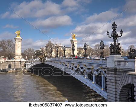 Pont Alexandre III Bridge over the Seine, Paris, France, Europe View Large Photo Image Stock Photo - Pont Alexandre III Bridge over the Seine, Paris, France, Europe. Fotosearch